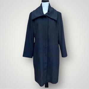 Cole Haan black wool hidden gold zipper pea coat
